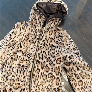 George Kids Leopard Print Puffer Jacket Large 10/12